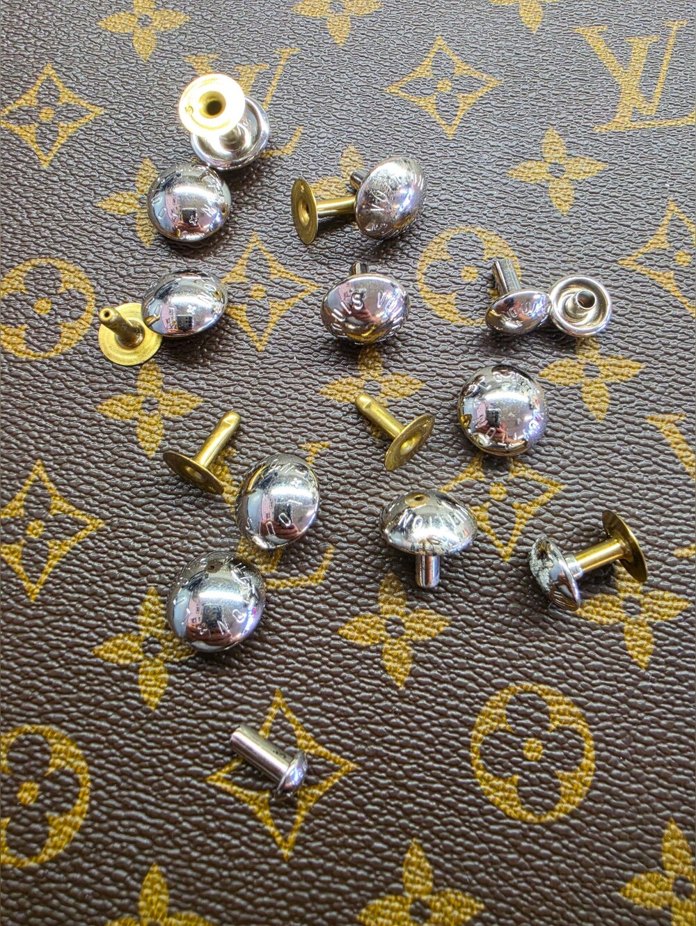 Louis Vuitton Silver and Gold Metal Studs Replacement Hardwear